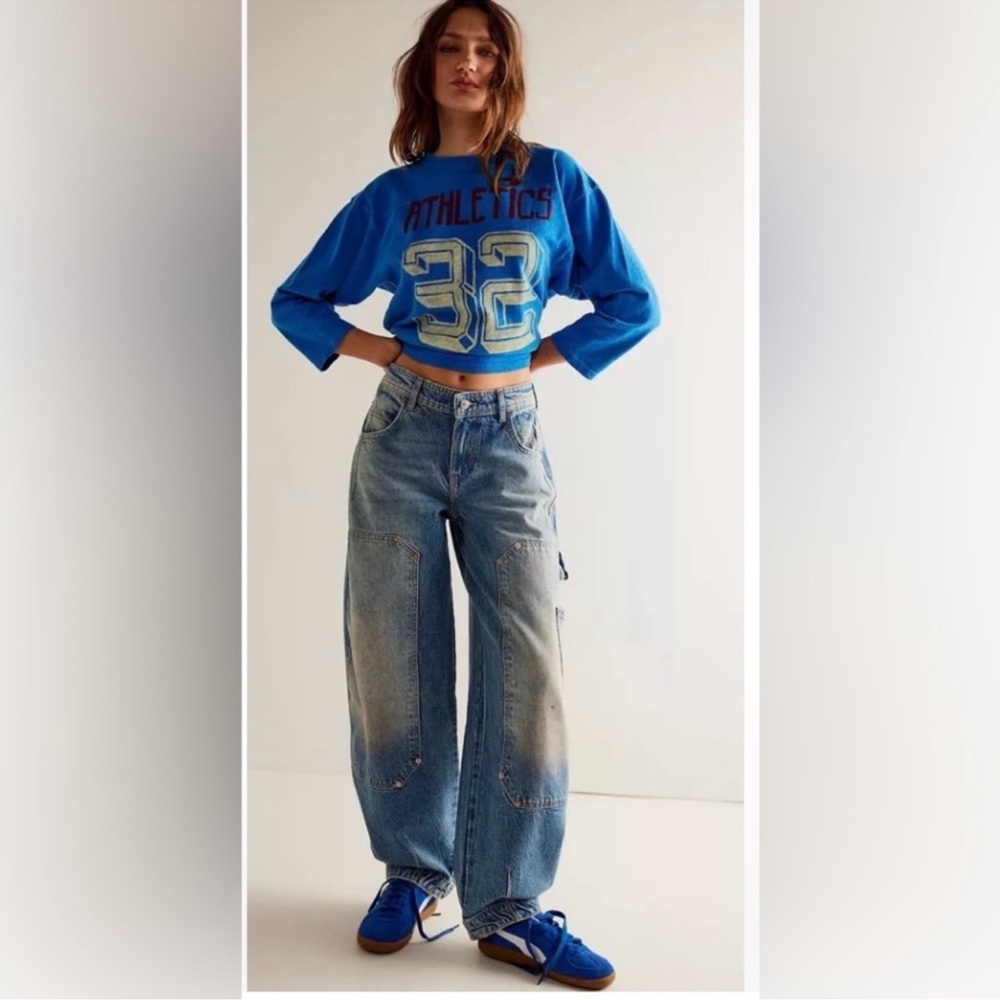 Free People Blue Wide Leg Jeans